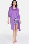 Zivame Bohemian Blooms Woven Robe - Purple Magic — thumbnail 4